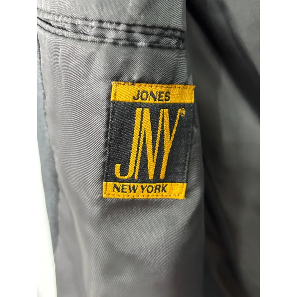 Jones New York Mens 42R Blazer Wool Cashmere Worsted Grey Houndstooth Sport Coat